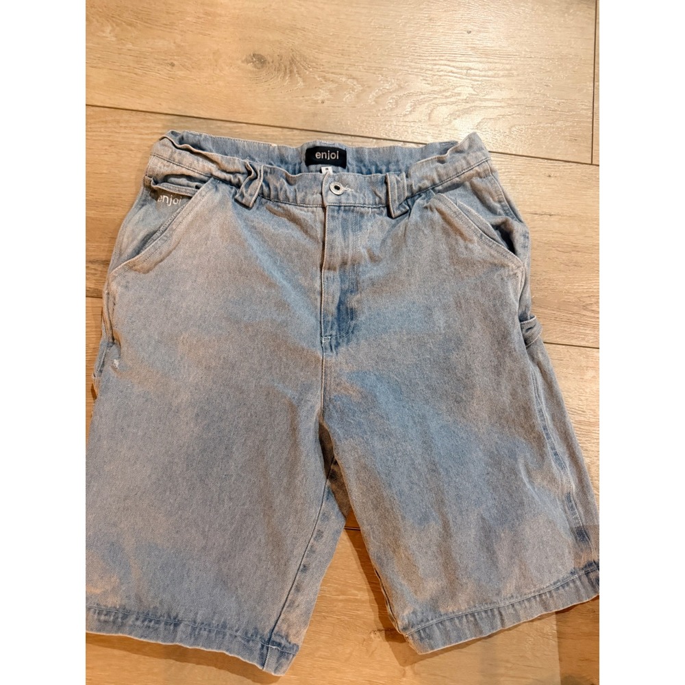 Enjoi Mens Light Wash Blue Denim Skate Carpenter Shorts Baggy Size 32 #94